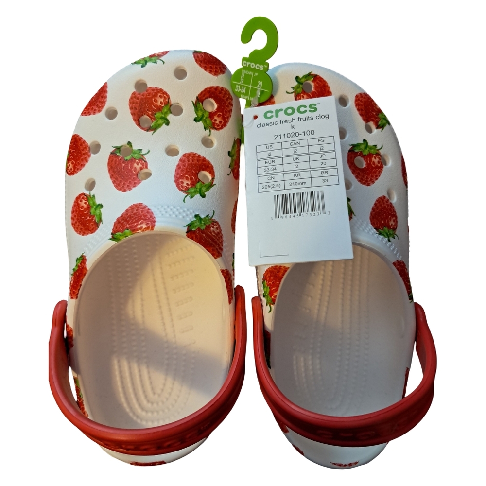 CROCS Girls Classic Fresh Fruit Clogs Strawberries Various Sizes New With Tags - Picture 13 of 13